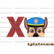 Chase Paw Patrol Head Applique 03 Embroidery Design With Alphabet X