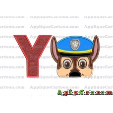 Chase Paw Patrol Head Applique 03 Embroidery Design With Alphabet Y