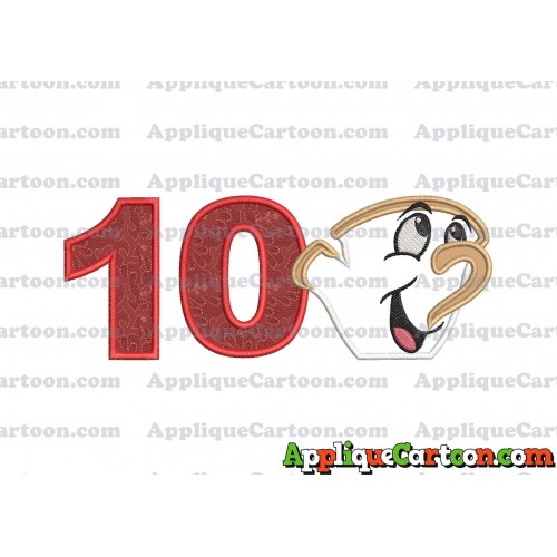 Chip Beauty and the Beast Applique Embroidery Design Birthday Number 10