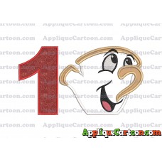 Chip Beauty and the Beast Applique Embroidery Design Birthday Number 1