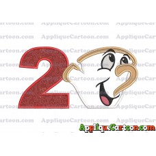 Chip Beauty and the Beast Applique Embroidery Design Birthday Number 2