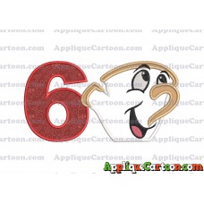 Chip Beauty and the Beast Applique Embroidery Design Birthday Number 6