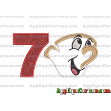 Chip Beauty and the Beast Applique Embroidery Design Birthday Number 7