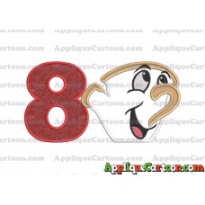 Chip Beauty and the Beast Applique Embroidery Design Birthday Number 8
