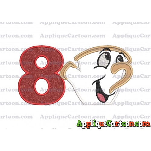 Chip Beauty and the Beast Applique Embroidery Design Birthday Number 8