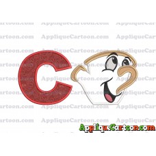 Chip Beauty and the Beast Applique Embroidery Design With Alphabet C