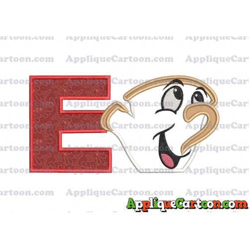 Chip Beauty and the Beast Applique Embroidery Design With Alphabet E