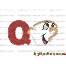 Chip Beauty and the Beast Applique Embroidery Design With Alphabet Q
