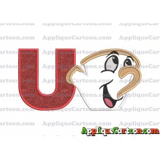 Chip Beauty and the Beast Applique Embroidery Design With Alphabet U