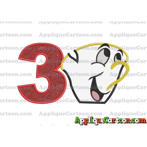 Chip Potts Beauty and the Beast Head Applique Embroidery Design Birthday Number 3