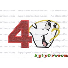 Chip Potts Beauty and the Beast Head Applique Embroidery Design Birthday Number 4