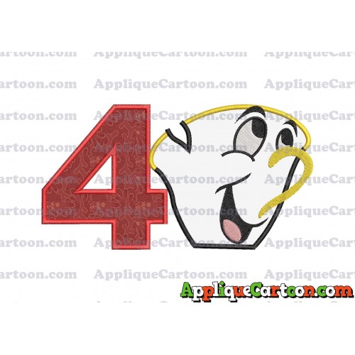 Chip Potts Beauty and the Beast Head Applique Embroidery Design Birthday Number 4