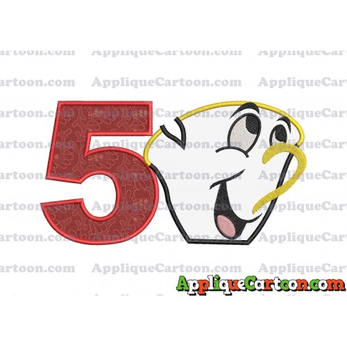 Chip Potts Beauty and the Beast Head Applique Embroidery Design Birthday Number 5