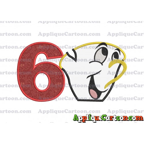 Chip Potts Beauty and the Beast Head Applique Embroidery Design Birthday Number 6