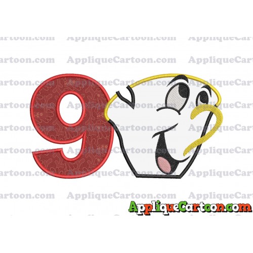 Chip Potts Beauty and the Beast Head Applique Embroidery Design Birthday Number 9