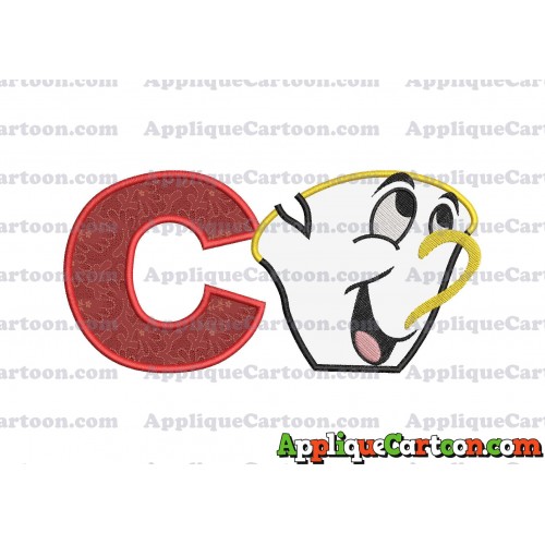 Chip Potts Beauty and the Beast Head Applique Embroidery Design With Alphabet C