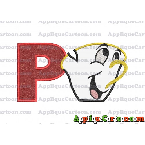 Chip Potts Beauty and the Beast Head Applique Embroidery Design With Alphabet P