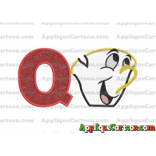 Chip Potts Beauty and the Beast Head Applique Embroidery Design With Alphabet Q