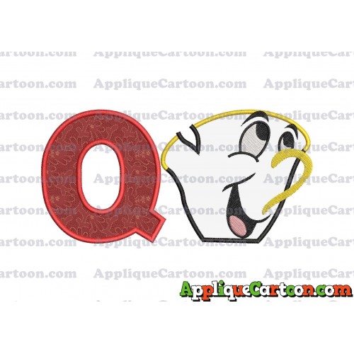 Chip Potts Beauty and the Beast Head Applique Embroidery Design With Alphabet Q