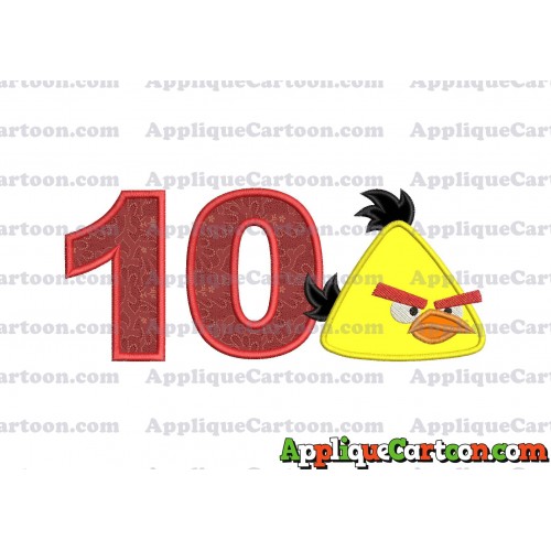 Chuck Angry Birds Applique Embroidery Design Birthday Number 10
