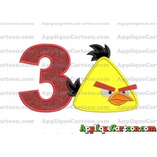 Chuck Angry Birds Applique Embroidery Design Birthday Number 3