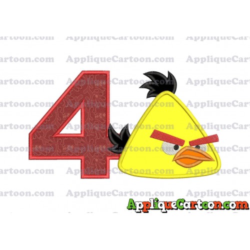Chuck Angry Birds Applique Embroidery Design Birthday Number 4