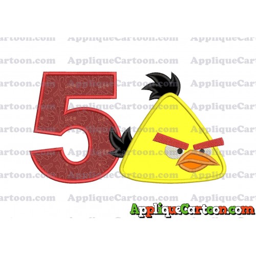 Chuck Angry Birds Applique Embroidery Design Birthday Number 5