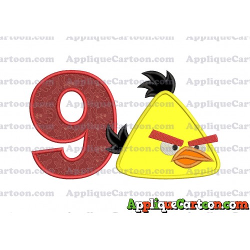 Chuck Angry Birds Applique Embroidery Design Birthday Number 9