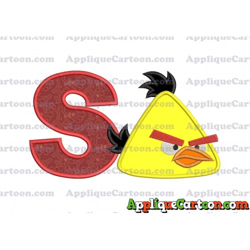 Chuck Angry Birds Applique Embroidery Design With Alphabet S