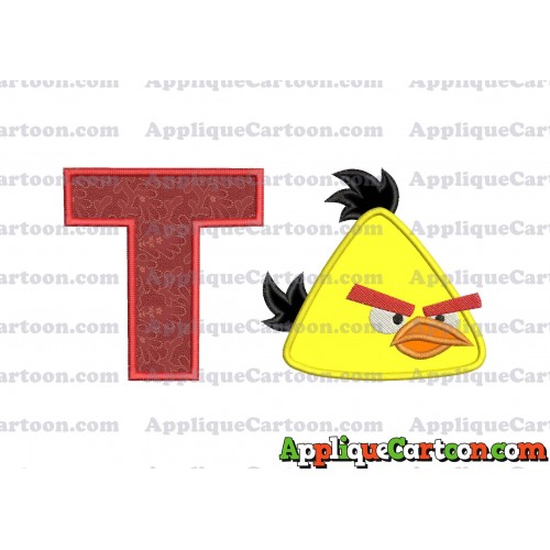 Chuck Angry Birds Applique Embroidery Design With Alphabet T