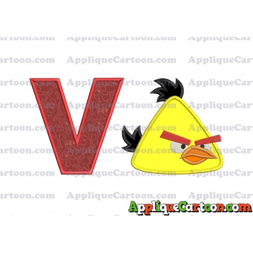 Chuck Angry Birds Applique Embroidery Design With Alphabet V