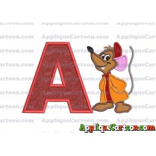 Cinderella Jaq Applique Embroidery Design With Alphabet A