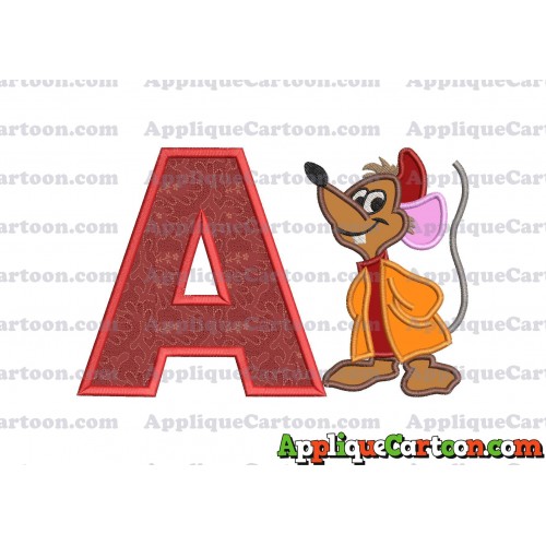 Cinderella Jaq Applique Embroidery Design With Alphabet A