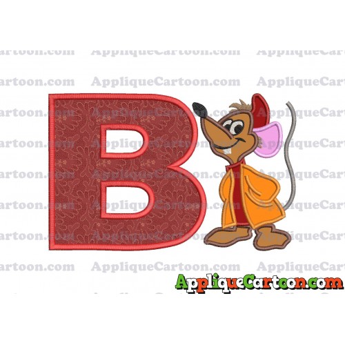 Cinderella Jaq Applique Embroidery Design With Alphabet B
