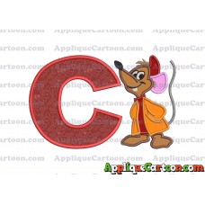 Cinderella Jaq Applique Embroidery Design With Alphabet C