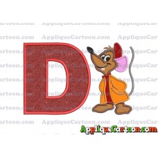Cinderella Jaq Applique Embroidery Design With Alphabet D