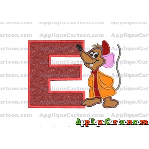 Cinderella Jaq Applique Embroidery Design With Alphabet E