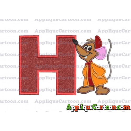 Cinderella Jaq Applique Embroidery Design With Alphabet H
