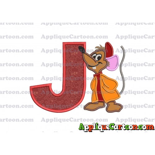 Cinderella Jaq Applique Embroidery Design With Alphabet J