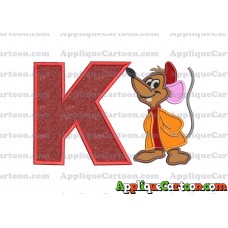 Cinderella Jaq Applique Embroidery Design With Alphabet K