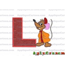 Cinderella Jaq Applique Embroidery Design With Alphabet L