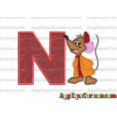 Cinderella Jaq Applique Embroidery Design With Alphabet N