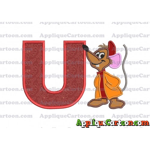 Cinderella Jaq Applique Embroidery Design With Alphabet U