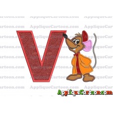 Cinderella Jaq Applique Embroidery Design With Alphabet V