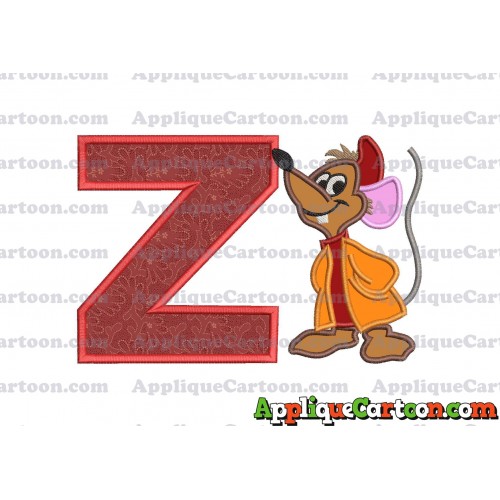 Cinderella Jaq Applique Embroidery Design With Alphabet Z