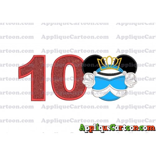 Cinderella Mickey Mouse Ears Applique Design Birthday Number 10