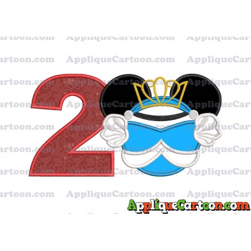 Cinderella Mickey Mouse Ears Applique Design Birthday Number 2