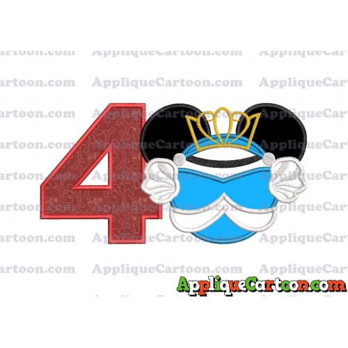 Cinderella Mickey Mouse Ears Applique Design Birthday Number 4