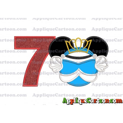 Cinderella Mickey Mouse Ears Applique Design Birthday Number 7
