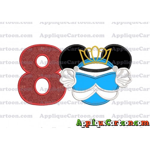 Cinderella Mickey Mouse Ears Applique Design Birthday Number 8